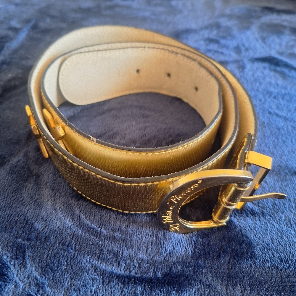 Paloma Picasso Gold Leather Belt with Gold-Tone Buckle